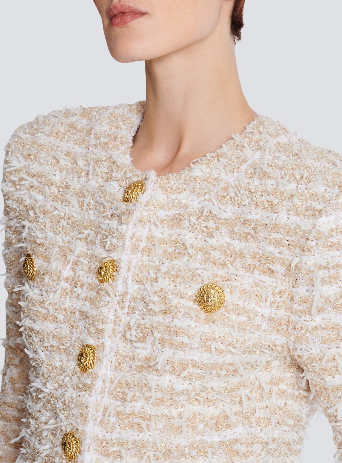 Short tweed jacket - White & Gold
