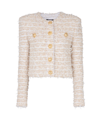 Veste courte en tweed - Blanc & Or