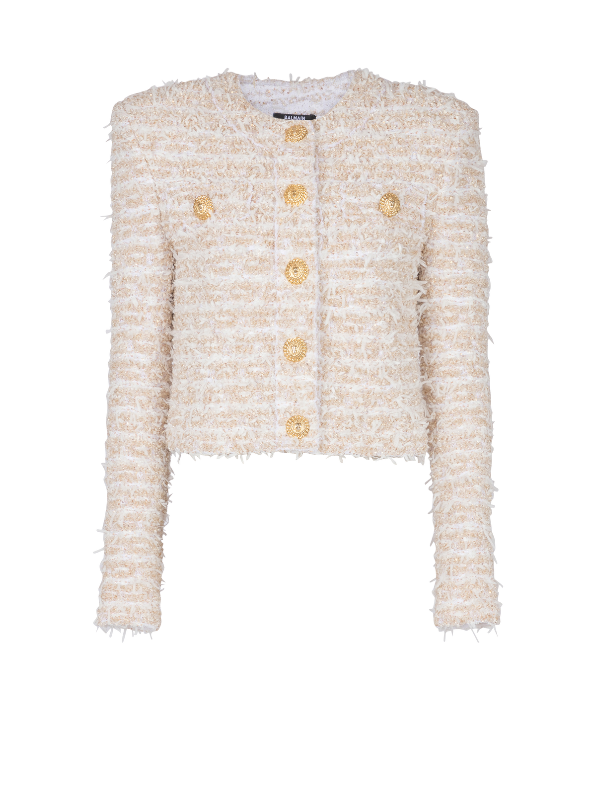 Veste courte en tweed - Blanc & Or