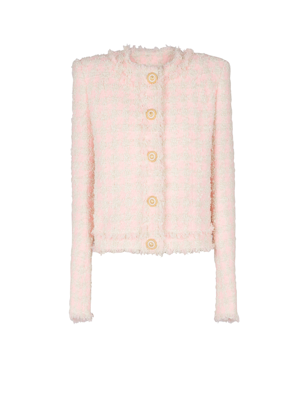 5-button tweed jacket - Pink & Beige