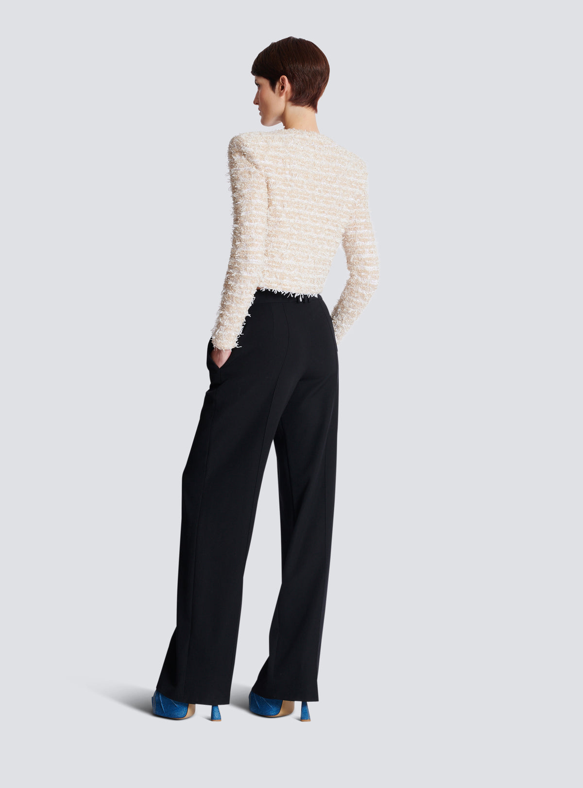 Veste courte en tweed - Blanc & Or