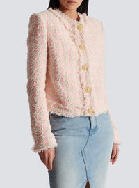 5-button tweed jacket - Pink & Beige