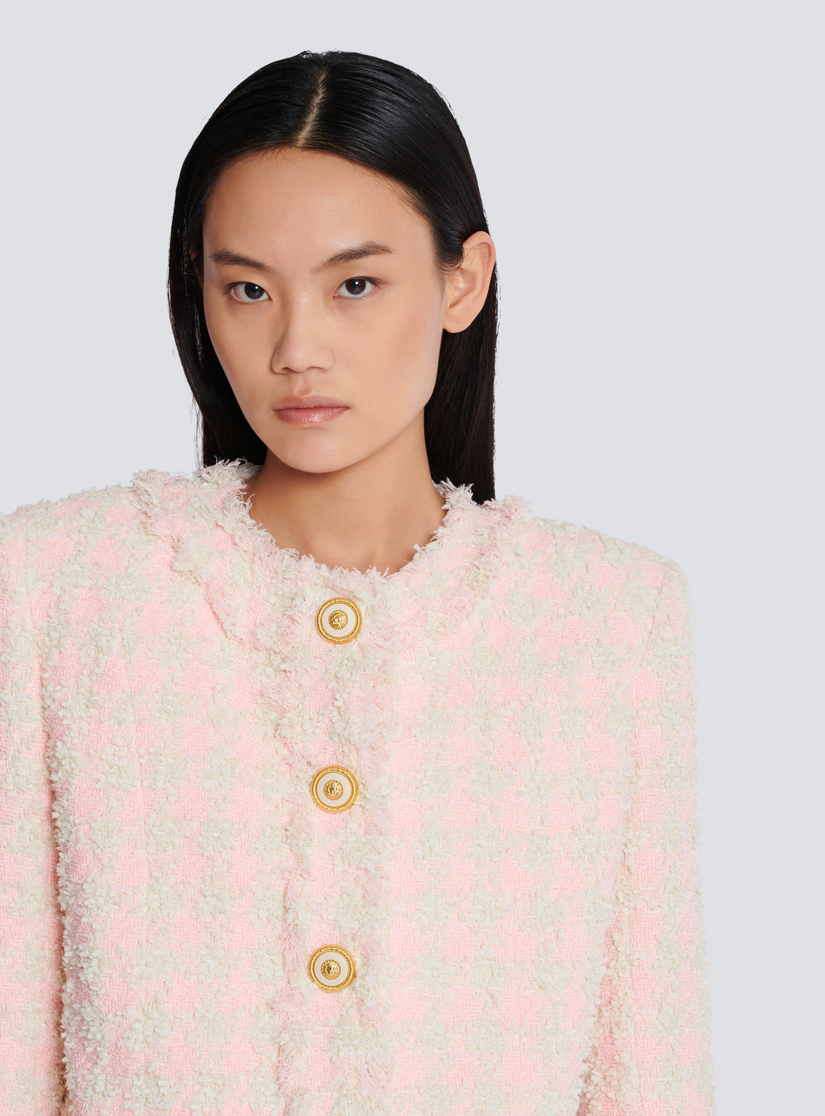 Veste 5 boutons en tweed - Rose & Beige