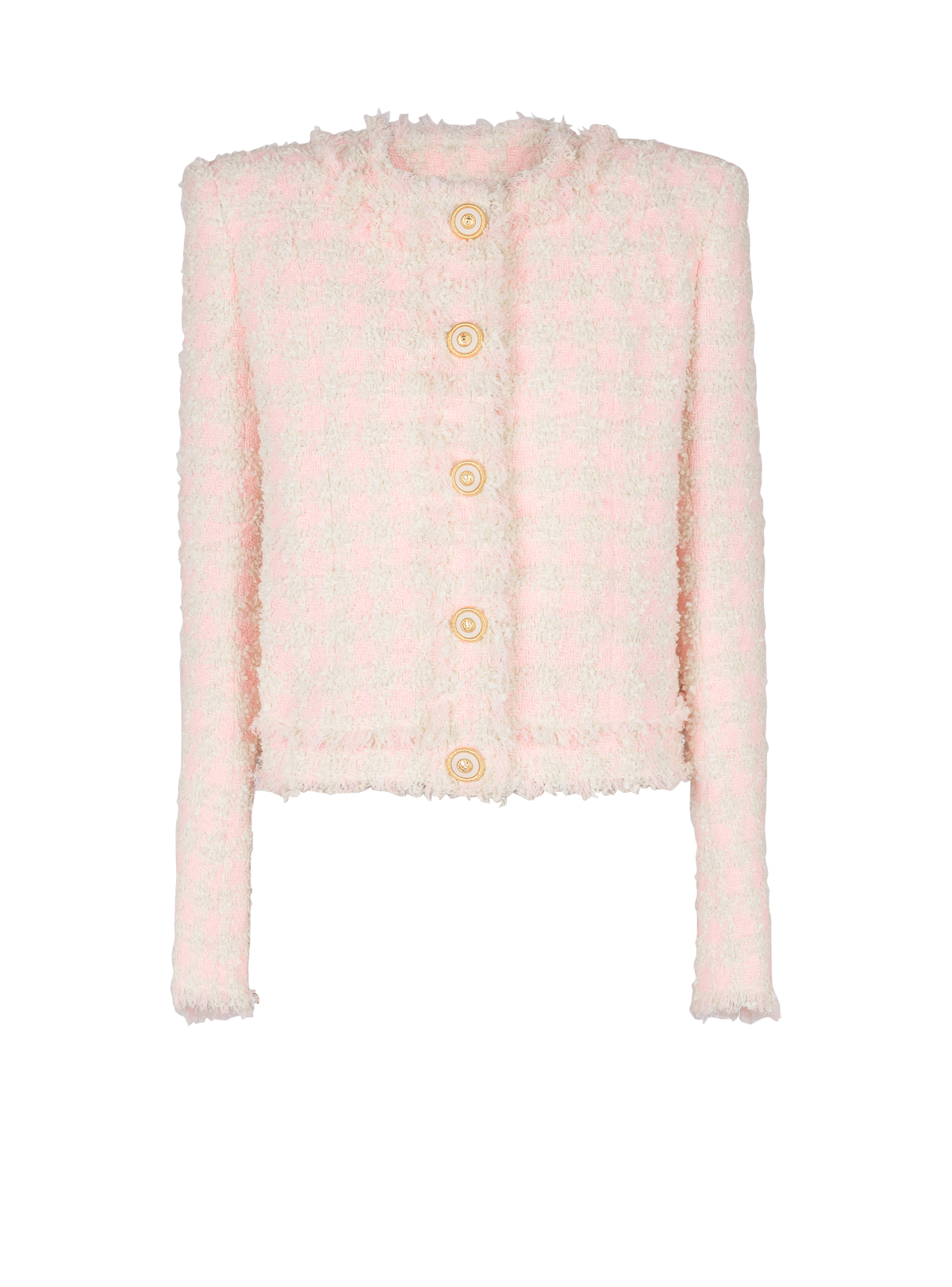 Veste 5 boutons en tweed - Rose & Beige