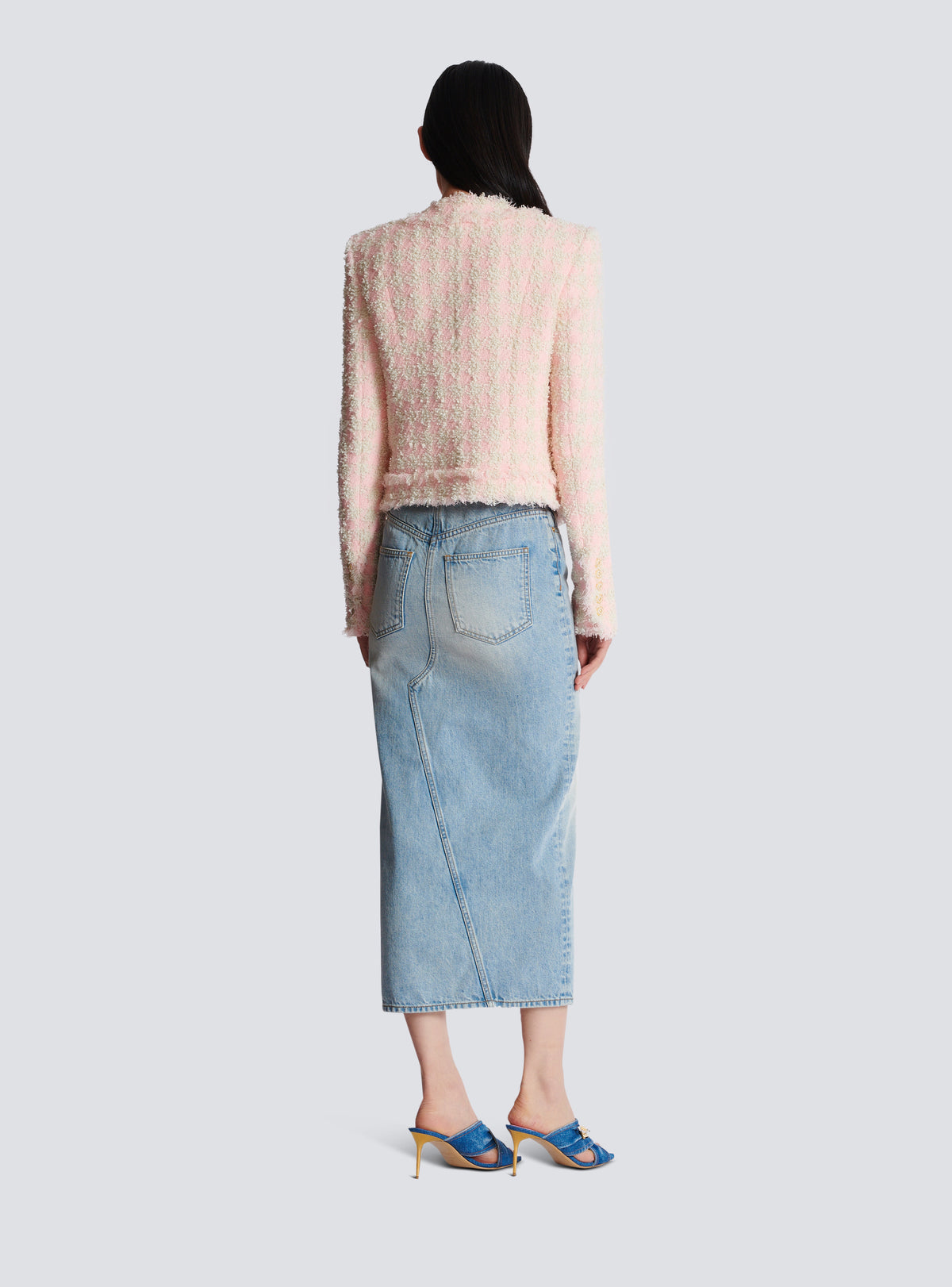Veste 5 boutons en tweed - Rose & Beige