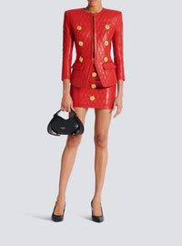Topstitched leather jacket - Red