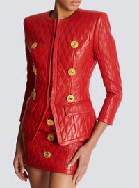 Topstitched leather jacket - Red
