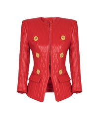 Topstitched leather jacket - Red