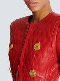 Topstitched leather jacket - Red