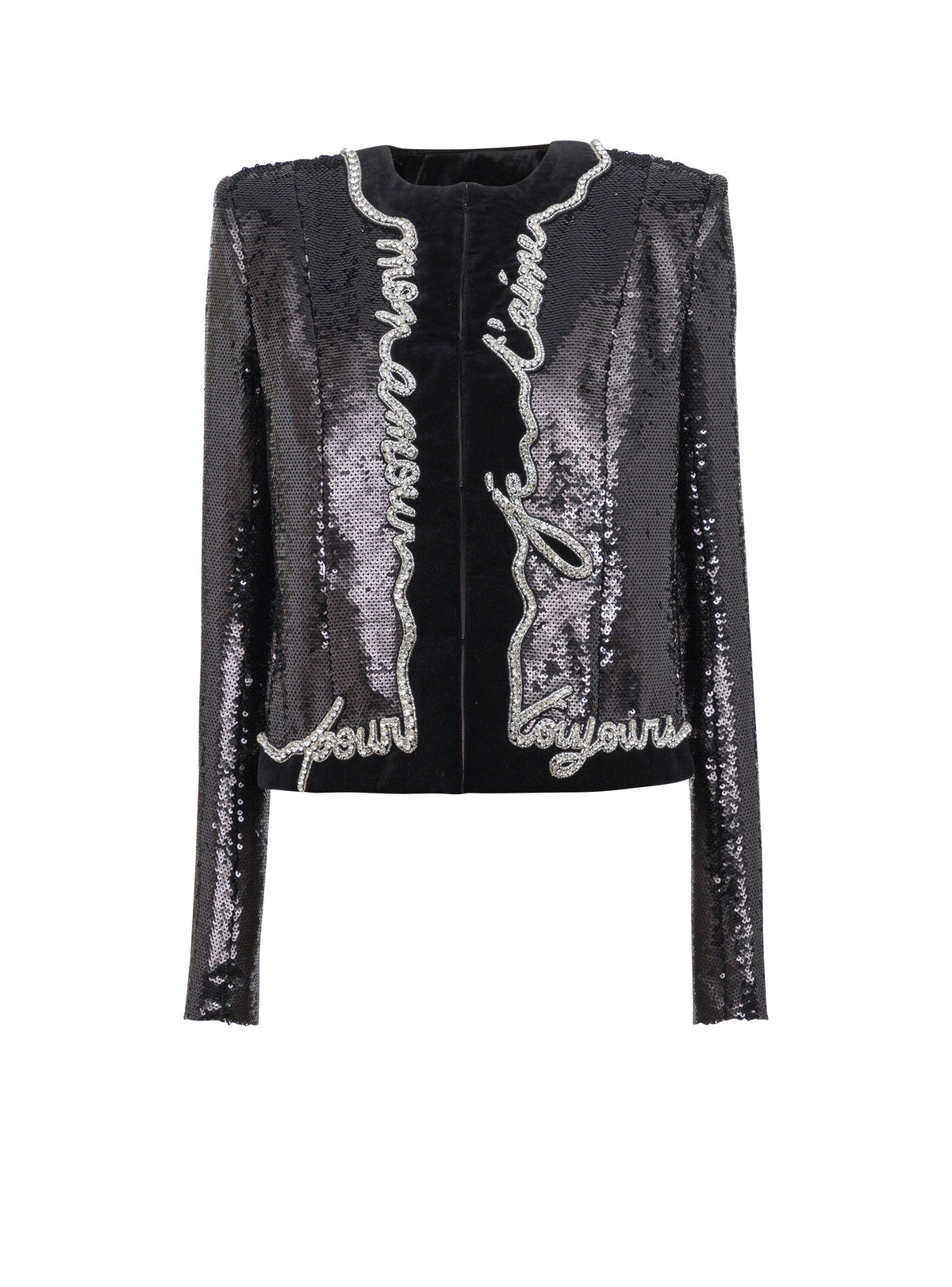 Love letter embroidered jacket - Black & Crystal