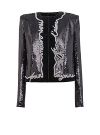 Veste brodée love letter - Noir & Cristal
