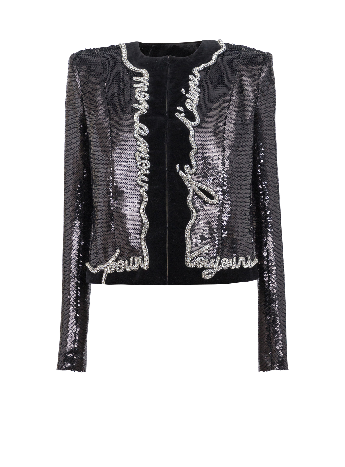 Veste brodée love letter - Noir & Cristal
