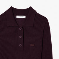 Robe à manches longues côtelée en laine - Expresso