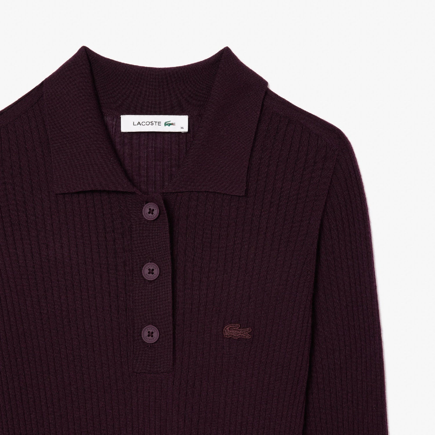 Robe à manches longues côtelée en laine - Expresso