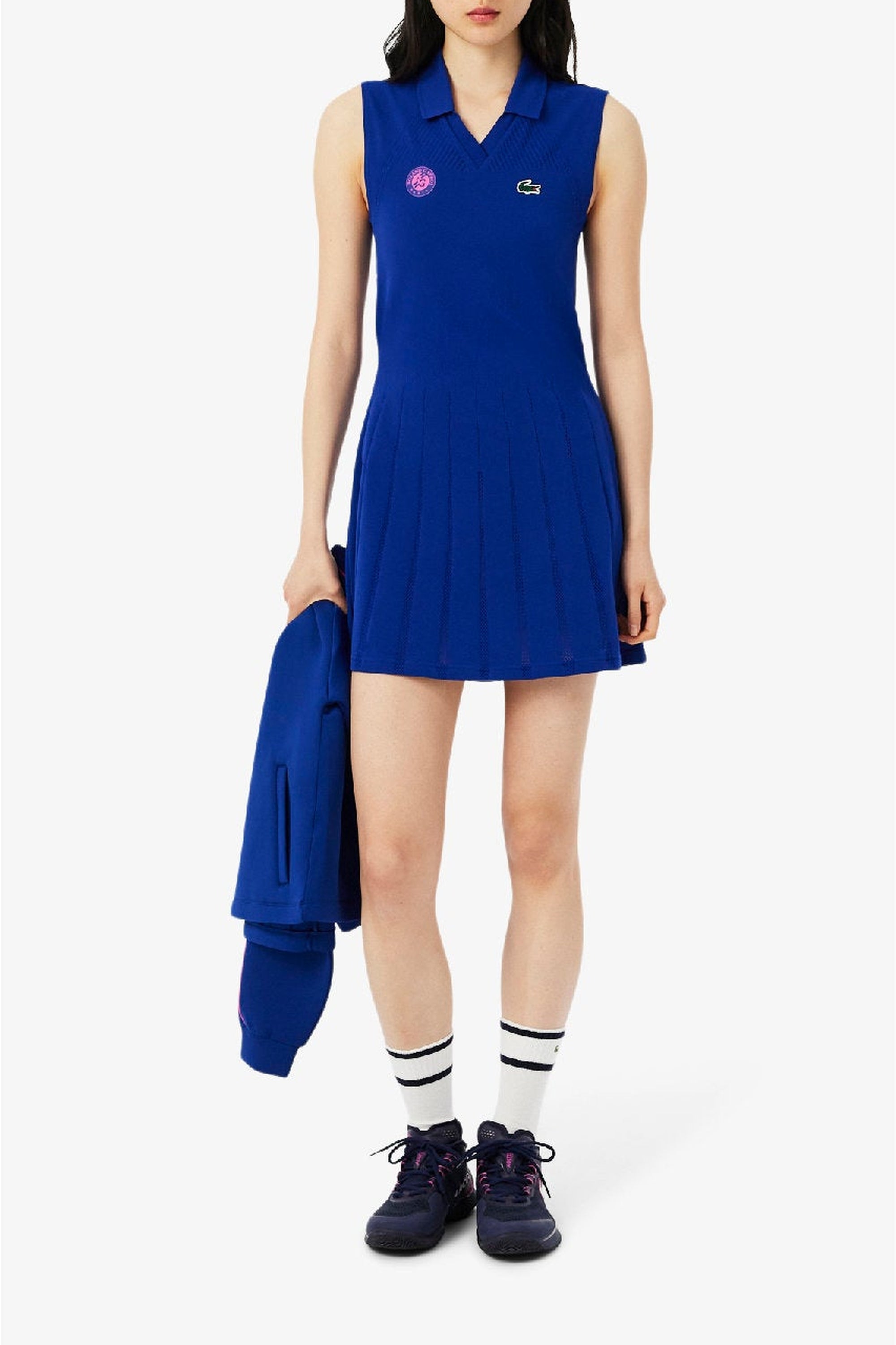 Robe Lacoste x Roland-Garros en maille - Cosmique & Malva
