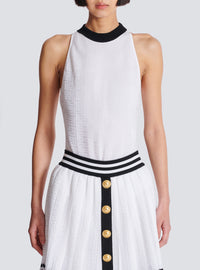 Body bicolore en maille monogrammée - Blanc & Noir