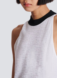 Body bicolore en maille monogrammée - Blanc & Noir