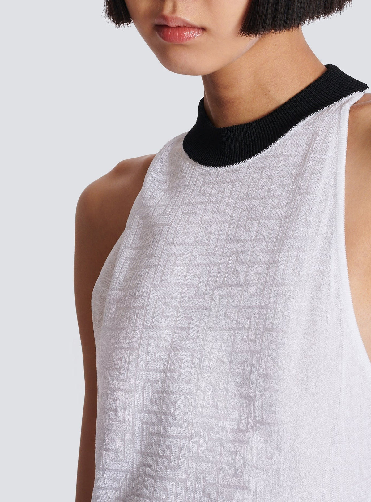 Body bicolore en maille monogrammée - Blanc & Noir