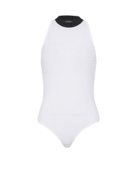 Body bicolore en maille monogrammée - Blanc & Noir