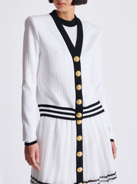 Two-tone monogram knit cardigan - White & Black