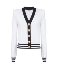 Cardigan bicolore en maille monogrammée - Blanc & Noir