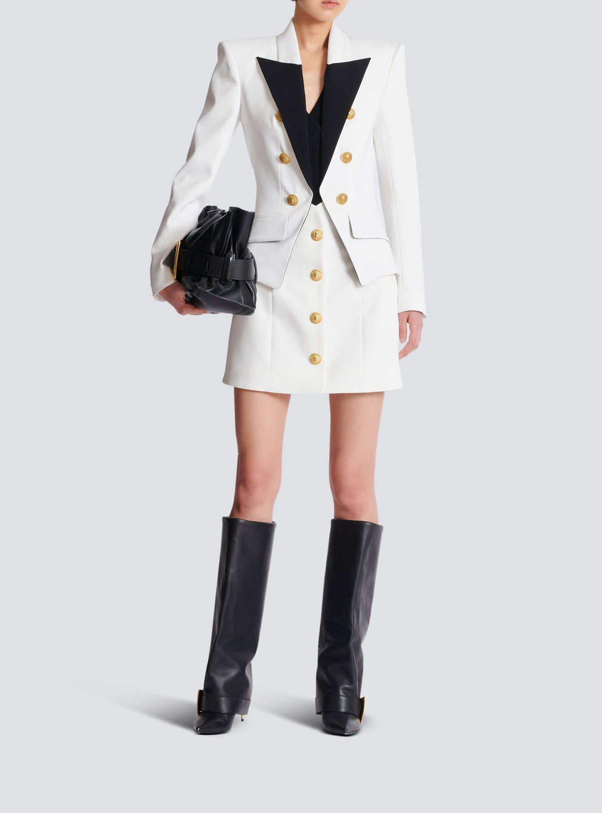 Short tulip skirt in double crepe - White