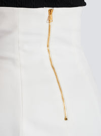 Jupe tulipe en double crêpe à boutons - Blanc