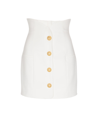 Jupe tulipe en double crêpe à boutons - Blanc