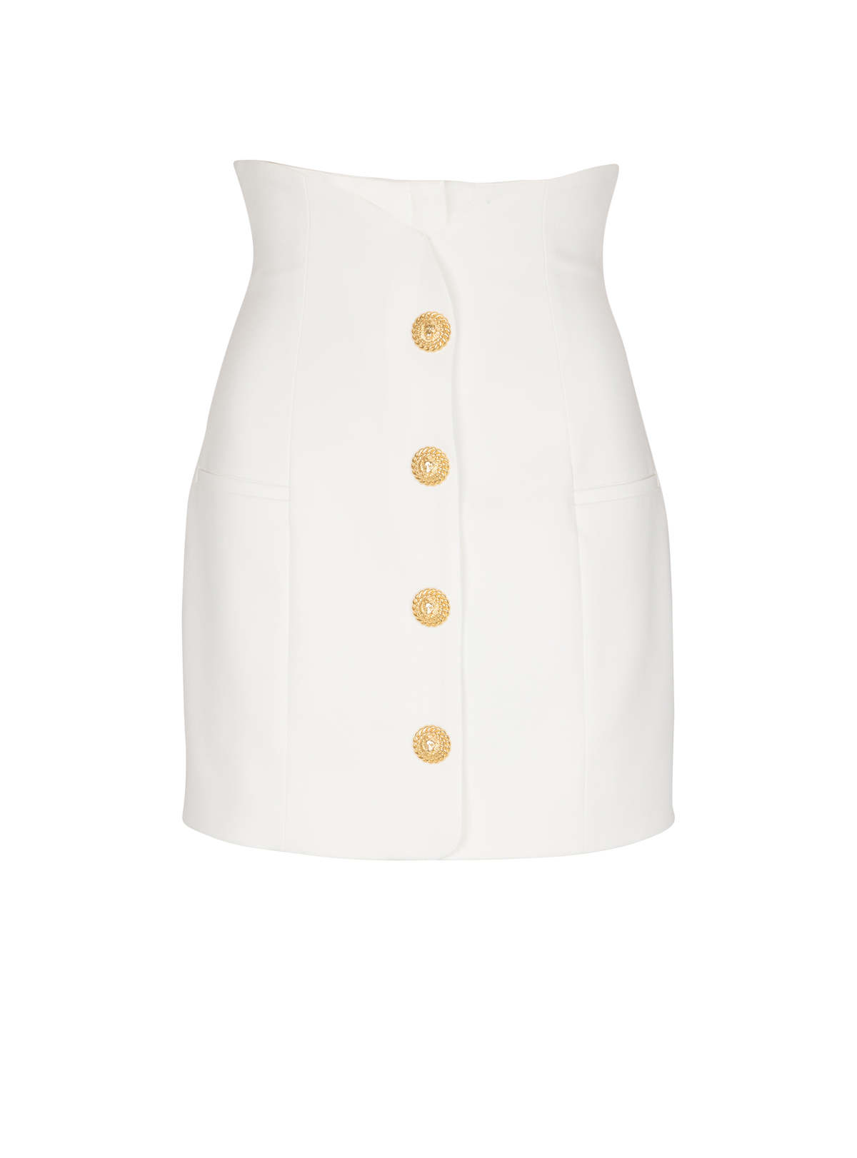 Jupe tulipe en double crêpe à boutons - Blanc