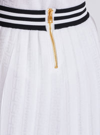 Jupe plissée en maille monogrammée - Blanc & Noir