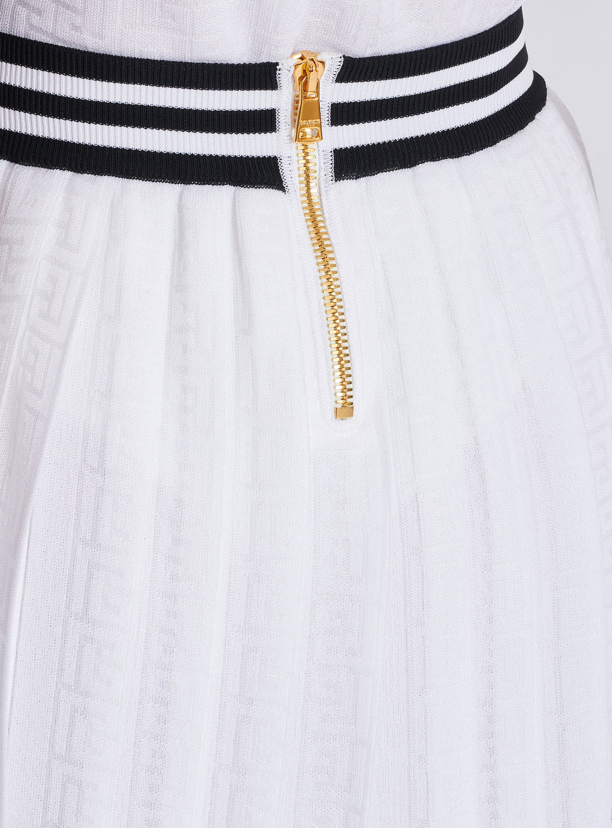 Jupe plissée en maille monogrammée - Blanc & Noir