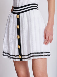 Jupe plissée en maille monogrammée - Blanc & Noir