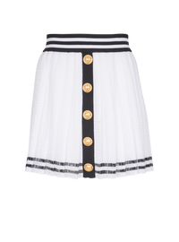 Jupe plissée en maille monogrammée - Blanc & Noir