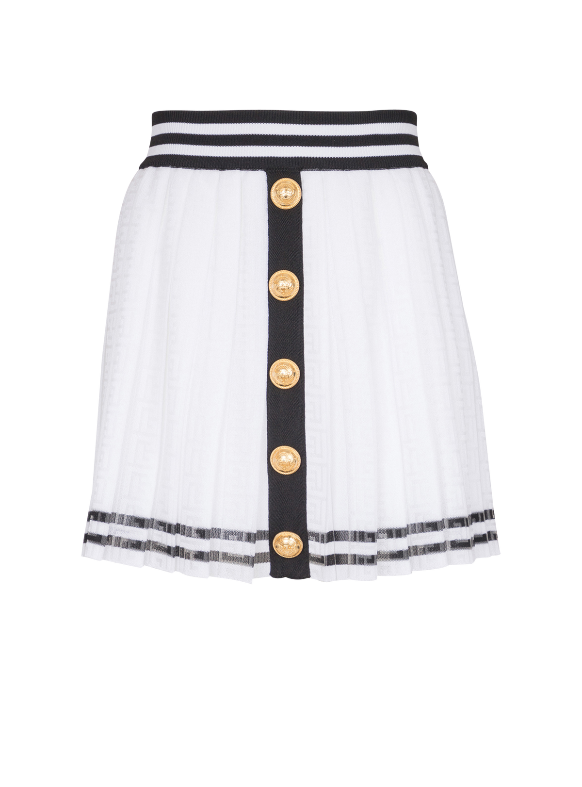 Jupe plissée en maille monogrammée - Blanc & Noir