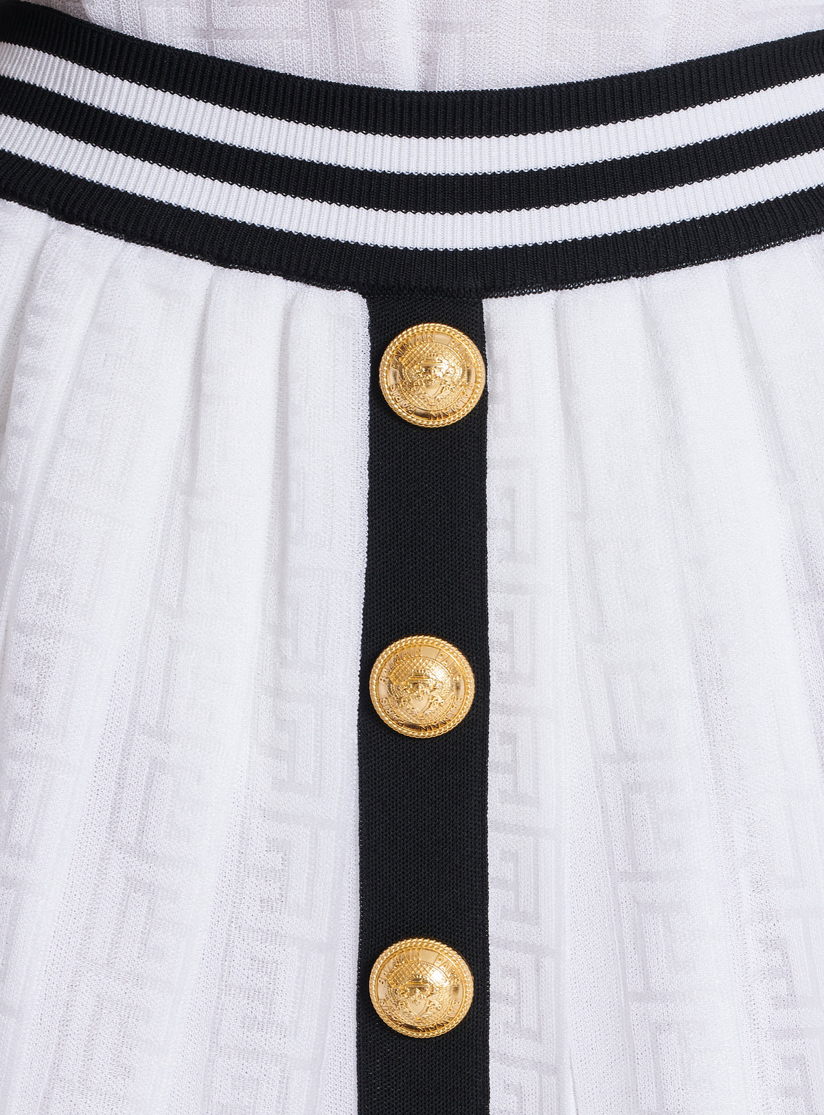 Jupe plissée en maille monogrammée - Blanc & Noir