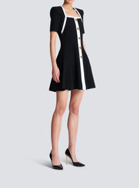 Knit short flared dress - Black & White