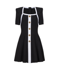 Robe bicolore évasée en maille  - Noir & Blanc