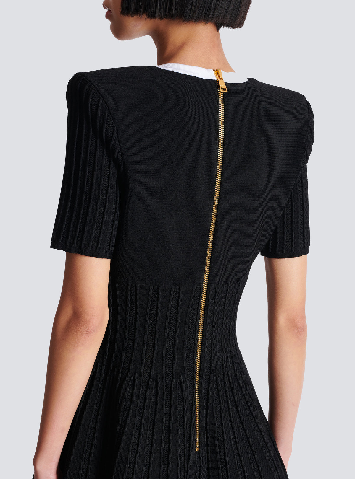 Robe bicolore évasée en maille  - Noir & Blanc
