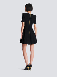 Robe bicolore évasée en maille  - Noir & Blanc
