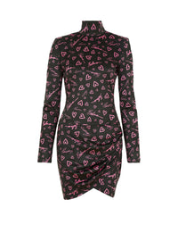 Robe bodycon imprimée crush  - Noir & Rose