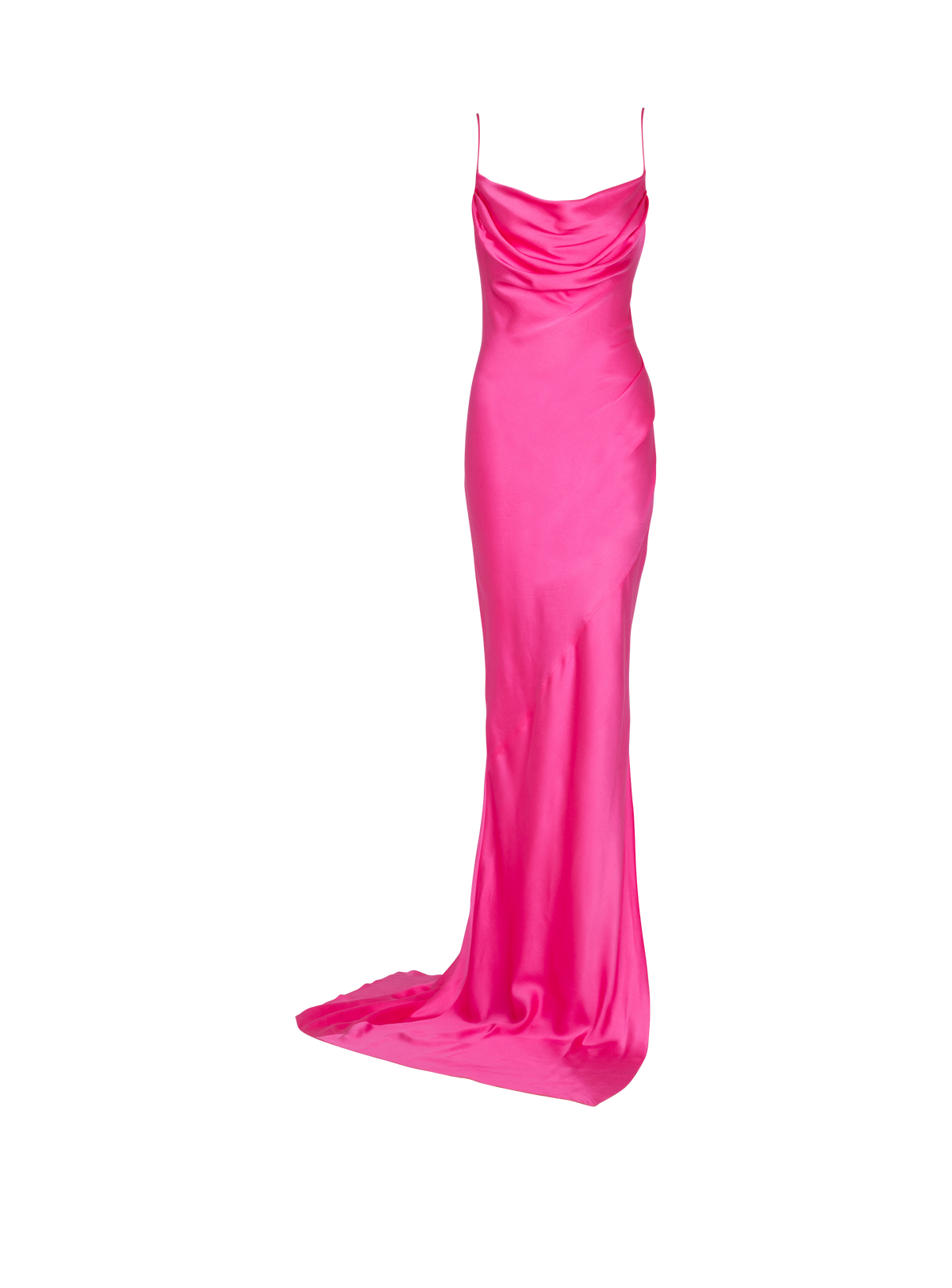 Robe fendue en satin drapé - Rose Fuchsia