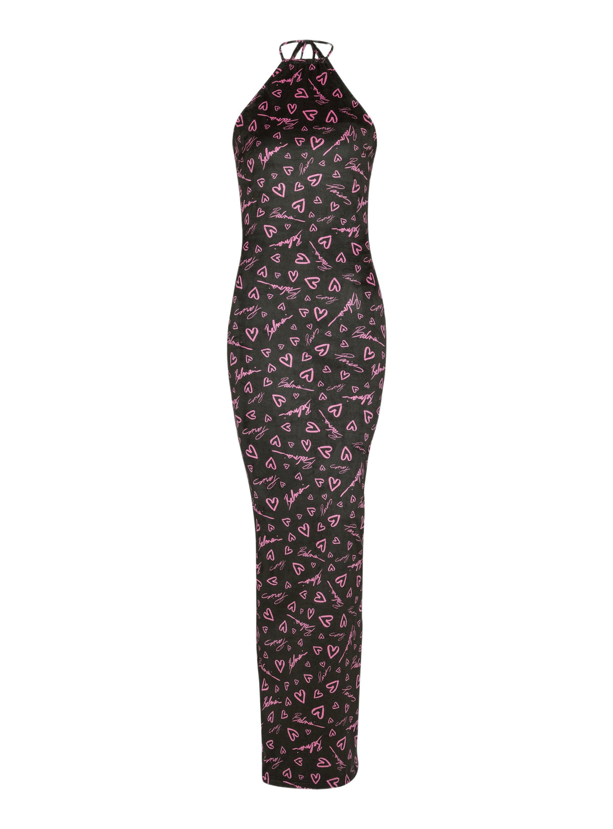 Crush print long dress - Black & Pink