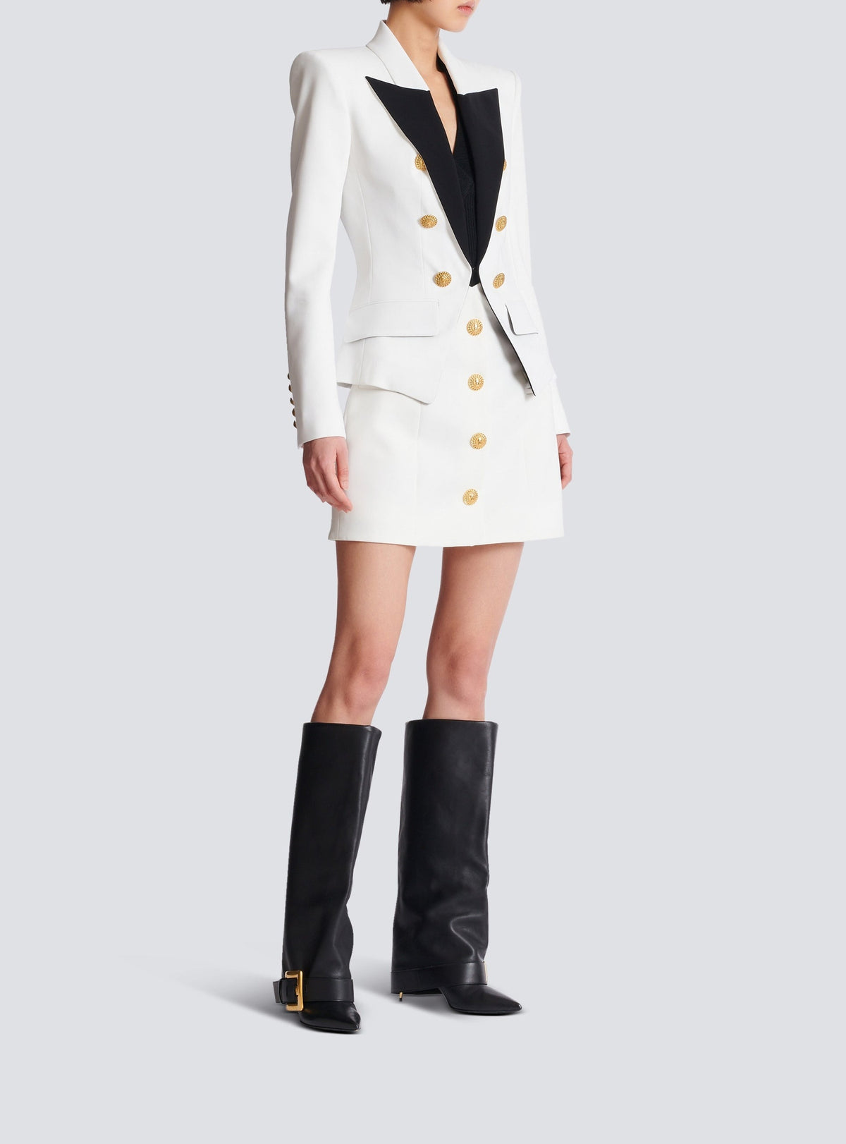Two-tone 6-button jacket - Black & White