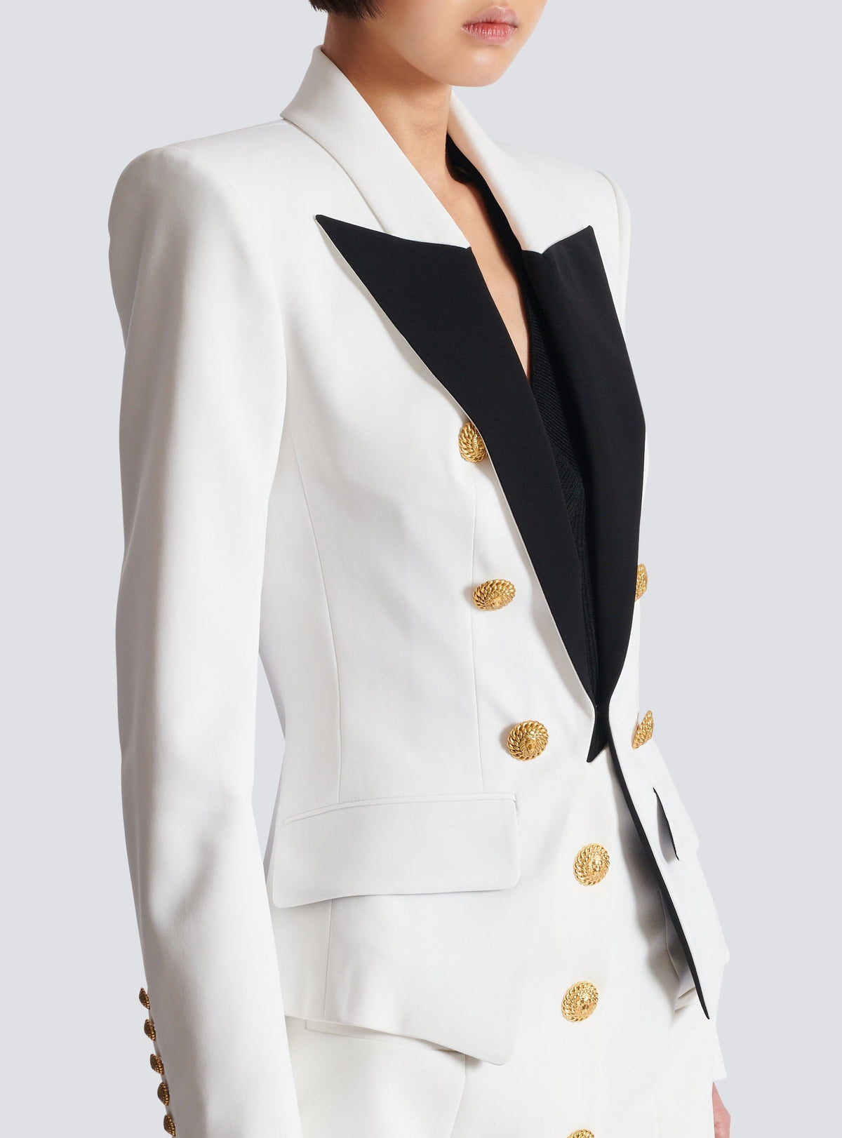 Two-tone 6-button jacket - Black & White