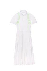 Robe polo plissée à fentes en piqué - Blanc