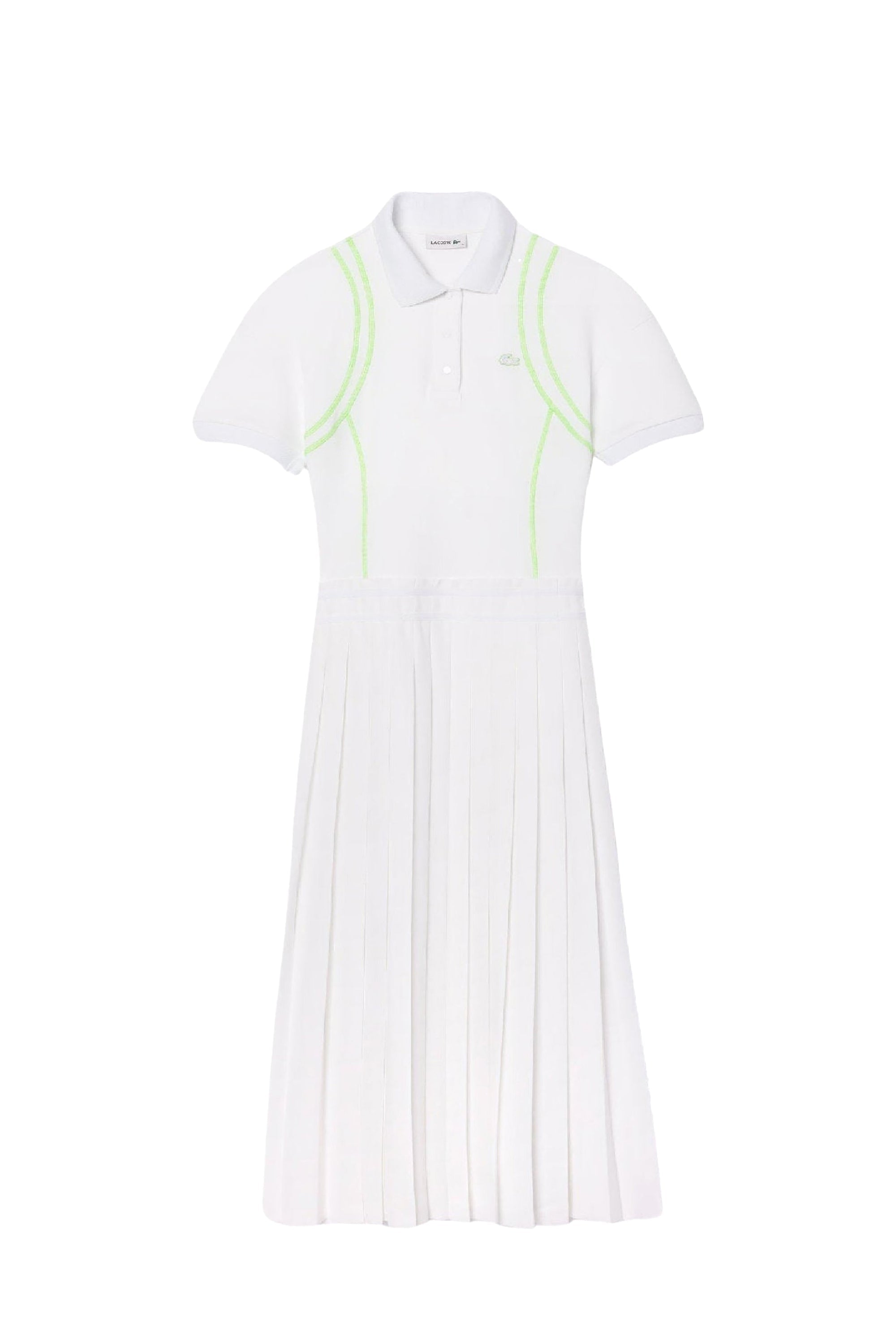 Robe polo plissée à fentes en piqué - Blanc