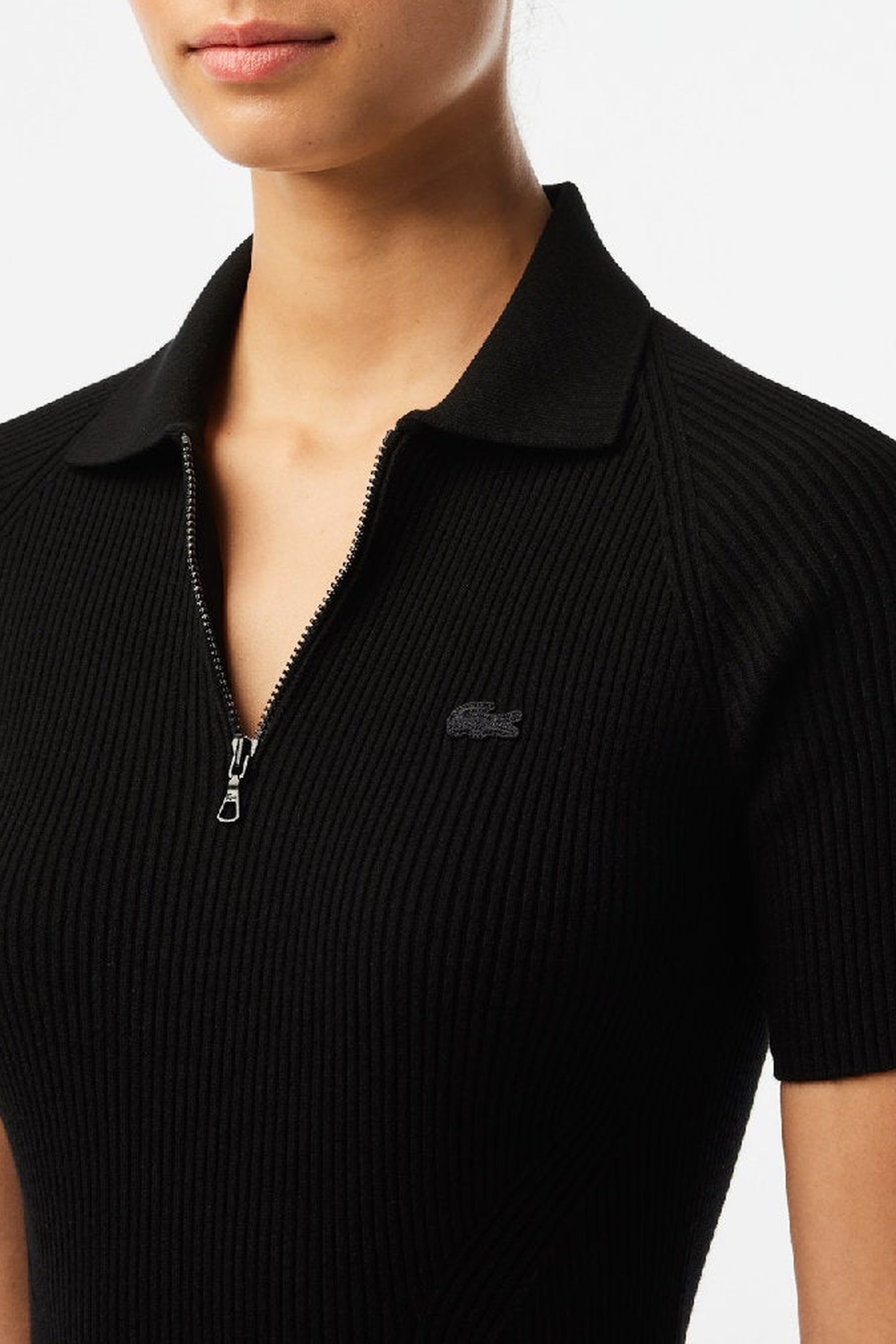 Robe polo en maille - Noir