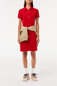 Robe polo ajustée en piqué - Rouge