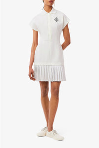 Robe à col polo plissée - Blanc