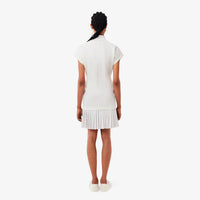 Pleated polo neck dress - White